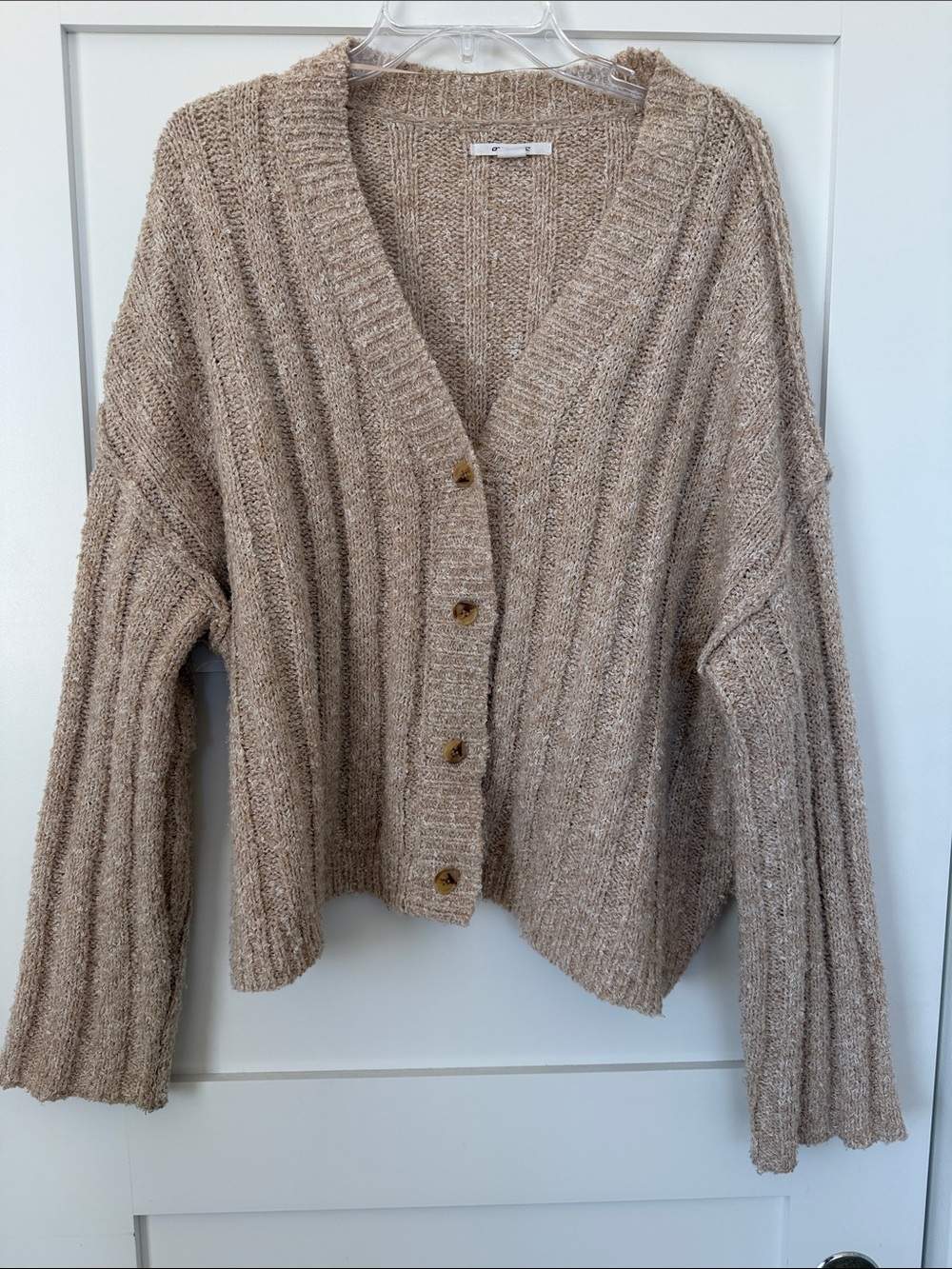 O'Neill Beige Ribbed Button-Up Cardigan